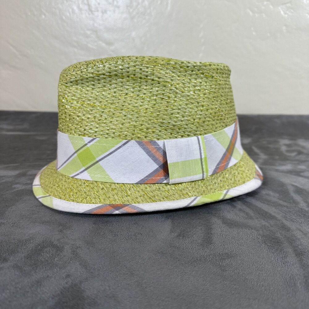 Broner Straw Key Lime Southern Hospitality Medium Fedora Men’s Hat White Plaid
